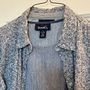 Denim&Co Blue Floral Button-Up